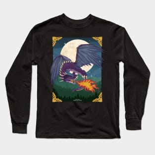 Purple Dragon Full Moon Fantasy Novelty Gift Long Sleeve T-Shirt